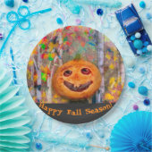 キュートハッピーハローウィンカボチャ顔 ペーパープレート (パーティー)