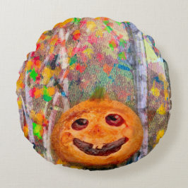 キュートハッピーハローウィンカボチャ顔 ラウンドクッション