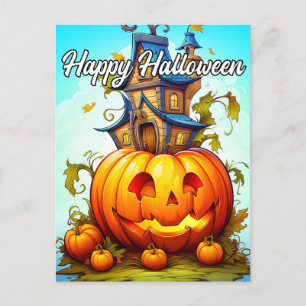 キュートハッピーハローウィンカボチャ ポストカード