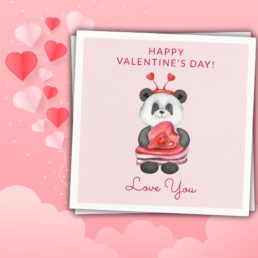 キュートハッピーバレンタインデーパーティーナプキンス スタンダードカクテルナプキン