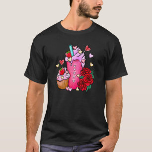 キュートハッピーバレンティーンズデイコーヒーティーバラハートL Tシャツ