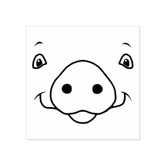 キュートハッピーピンクピグ顔 ラバースタンプ (インプリント)