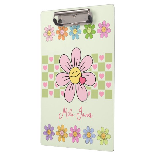 キュートハッピーフラワースマイル名前をカスタムする クリップボード (左)