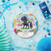 キュートハッピーブラックユニコーン誕生日 ペーパープレート (パーティー)