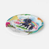 キュートハッピーブラックユニコーン誕生日 ペーパープレート (アングル)