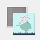 キュートハッピーブルー海ビーチクジラ マグネット (正面/裏面)