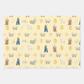 キュートハッピーホリデークリスマス出生パターン ラッピングペーパーシート (正面3)