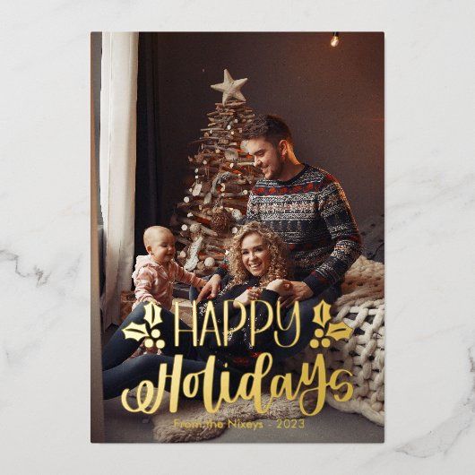 キュートハッピーホリデーズフォイルホリデーカード 箔シーズンカード (正面)