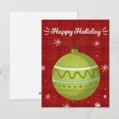 キュートハッピーホリデーメリークリスマスオーナメントカード シーズンカード (正面/裏面)