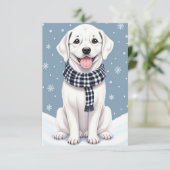 キュートハッピーホワイトドッグフラットサンキューカード サンキューカード (スタンド正面)