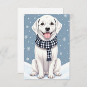 キュートハッピーホワイトドッグフラットサンキューカード サンキューカード (正面/裏面)