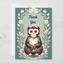キュートハッピーモンキーフラットサンキューカード サンキューカード