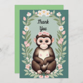 キュートハッピーモンキーフラットサンキューカード サンキューカード (正面/裏面)