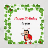 キュートハッピーレディバグ誕生日フラットカード (正面/裏面)