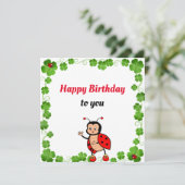 キュートハッピーレディバグ誕生日フラットカード (スタンド正面)