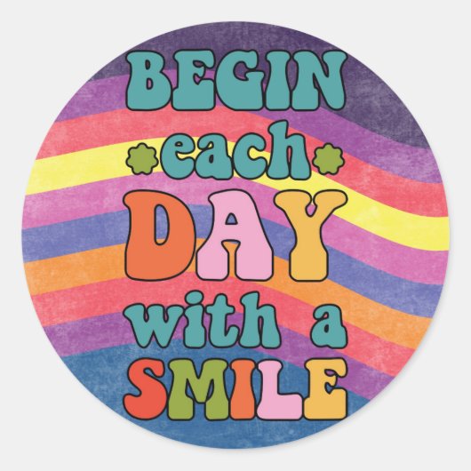 キュートハッピーレトロヴィンテージカラフルスマイル ラウンドシール (正面)