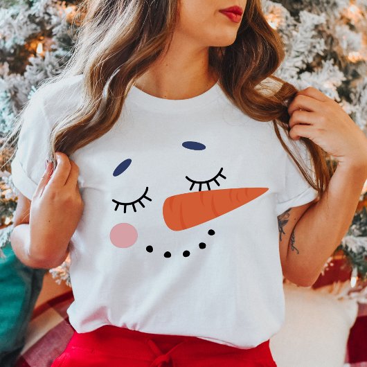 キュートハッピー雪だるま顔ホリデイ Tシャツ