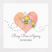 キュートハニービーズピンクハート養蜂所 ラベル (デザイン2)