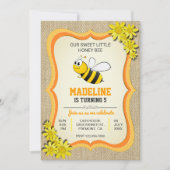 キュートハニービー子供の誕生日パーティの招待状 招待状 (正面)