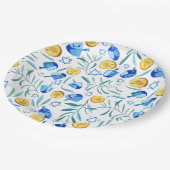 キュートハヌッカウォーター色バーバルミツワーユダヤ ペーパープレート (アングル)