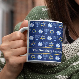 キュートハヌッカドレイデル（ユダヤ教）メノラーパターカスタムン コーヒーマグカップ