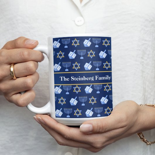 キュートハヌッカドレイデル（ユダヤ教）メノラーパーソナライズされたギフト コーヒーマグカップ