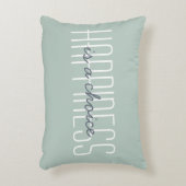 キュートハピネス引用文モダンタイポグラフィグリーンブルー アクセントクッション (正面(垂直))