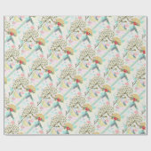 キュートハミングバーズティーカップフローラガーデン ラッピングペーパー (フラット)