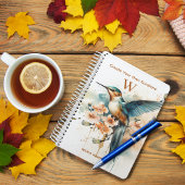 キュートハミングバードモノグラム名前をカスタムする パーソナライズされた ノートブック