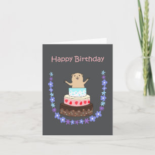 キュートハムスターお誕生日ケーキおもしろい風変わり誕生日 カード