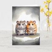 キュートハムスターズ最高のブディズフレンズポートレート カード (黄色い花)