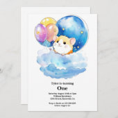 キュートハムスターファースト誕生日招待状 招待状 (正面/裏面)