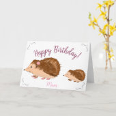 キュートハリッジホッグムームズ誕生日 カード (黄色い花)