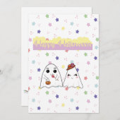 キュートハロウィンドードル幽霊たちフラットホリデーカード シーズンカード (正面/裏面)