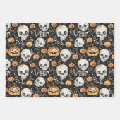 キュートハロウィン不気味幽霊スカルこうもり ラッピングペーパーシート (正面)