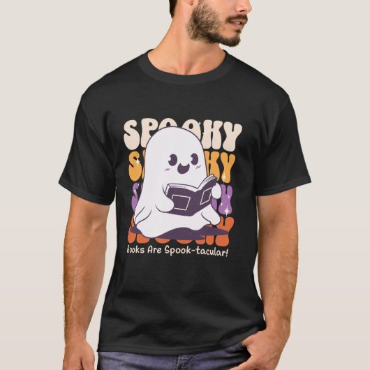 キュートハロウィン読ズブックス幽霊ウィッチ不気味テ Tシャツ (正面)