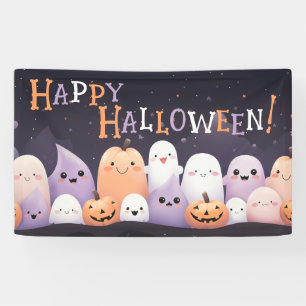 キュートハロウィーンかわいい幽霊 横断幕