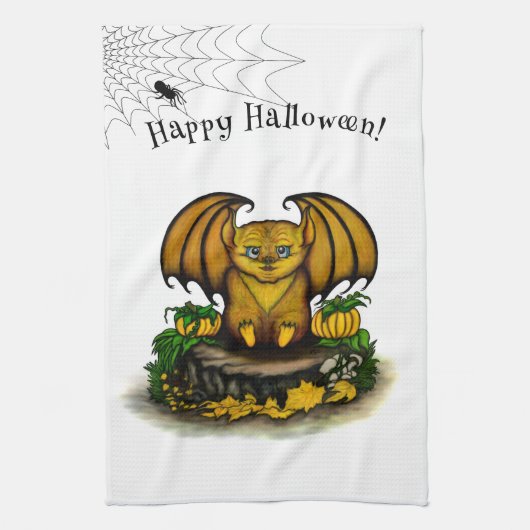 キュートハロウィーンこうもり キッチンタオル (縦)