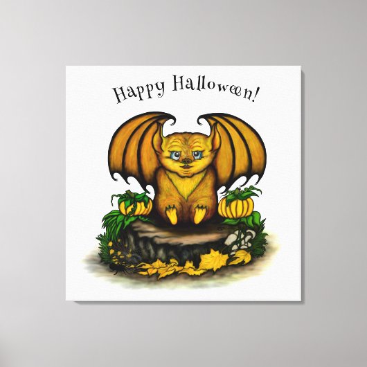 キュートハロウィーンこうもり キャンバスプリント (正面)