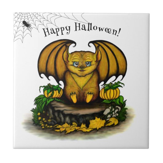 キュートハロウィーンこうもり タイル (正面)