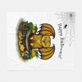 キュートハロウィーンこうもり フリースブランケット (正面(横))