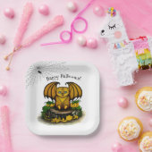 キュートハロウィーンこうもり ペーパープレート (パーティー)