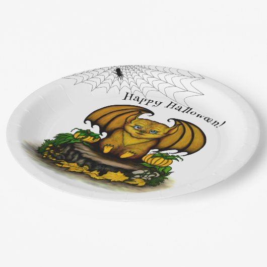 キュートハロウィーンこうもり ペーパープレート (アングル)
