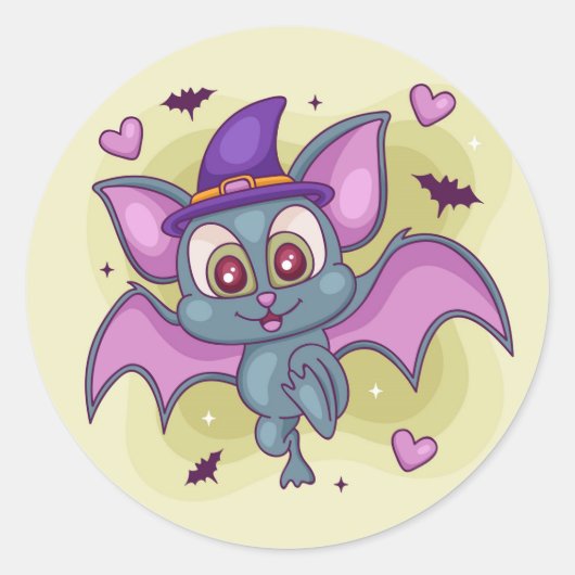キュートハロウィーンこうもり ラウンドシール (正面)