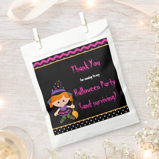 キュートハロウィーンウィッチガールハローウィンパーティ フェイバーバッグ (クリップ留めされた状態)