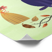 キュートハロウィーンウィッチキャットアートプリント ポスター (角)