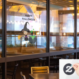 キュートハロウィーンウィッチハッピーハローウィン ウィンドウサイン