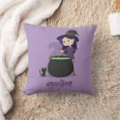 キュートハロウィーンウィッチ攪拌溶融ポット紫 クッション (ブランケット)