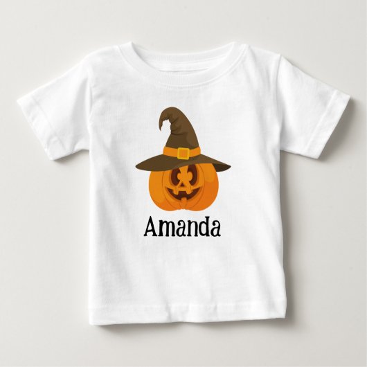 キュートハロウィーンオレンジハロウィーンのカボチャのちょうちんカボチャ顔 ベビーTシャツ (正面)