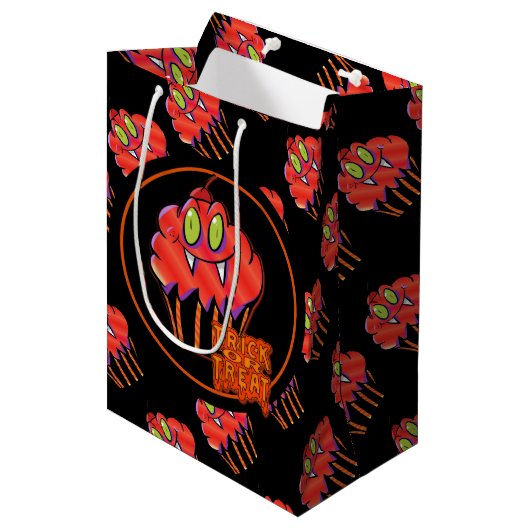 キュートハロウィーンオレンジヴァンパイアカップケーキ抱き枕 ミディアムペーパーバッグ (正面アングル)